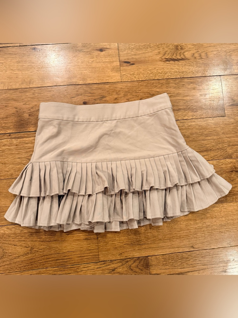 Wild Fable Ruffled Tiered Mini Skirt in Light Beige